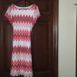 Red, white and tan Tacera dress